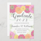 フローラ《植物》百日草水彩画2023年卒業 案内状 (正面/裏面)