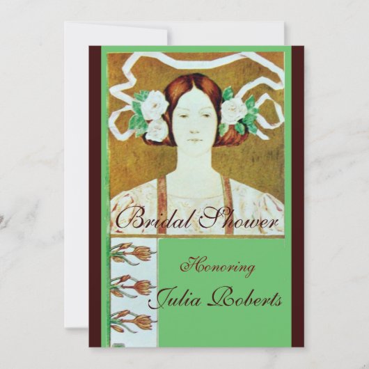 フローラ/白いバラとレディブライダルシャワーパーティー 招待状 (正面)