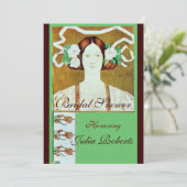 フローラ/白いバラとレディブライダルシャワーパーティー 招待状 (スタンド正面)