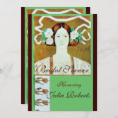 フローラ/白いバラとレディブライダルシャワーパーティー 招待状 (正面/裏面)