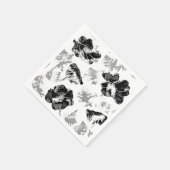 フローラ、白黒 スタンダードカクテルナプキン (角)
