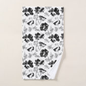 フローラ、白黒 バスタオルセット (ハンドタオル)