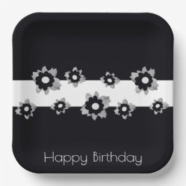 フローラ（白黒） ペーパープレート