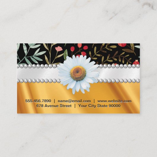 フローラ |真珠と金ゴールド絹の呉服屋 名刺 (裏面)