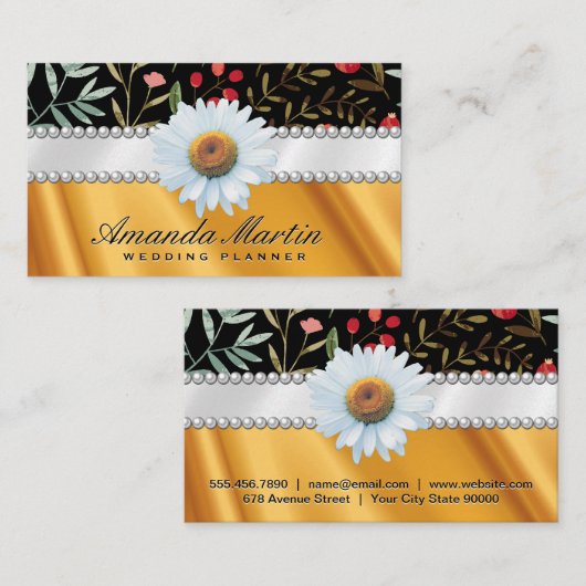 フローラ |真珠と金ゴールド絹の呉服屋 名刺 (正面/裏面)