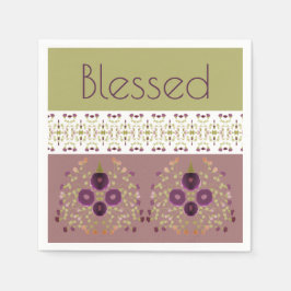 フローラ（紫の緑の白と桃） スタンダードカクテルナプキン