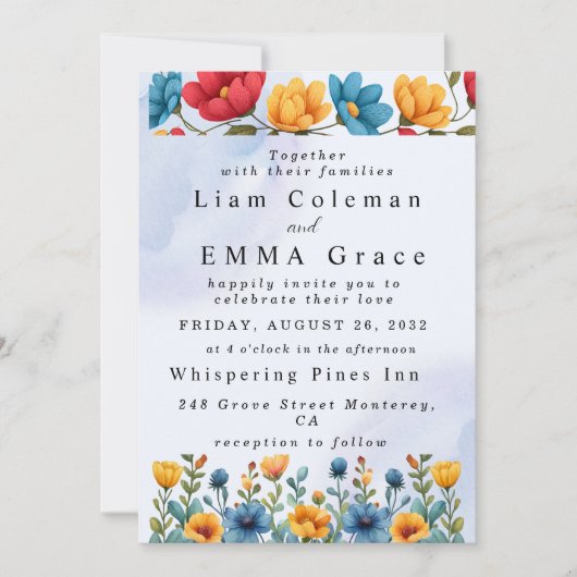 フローラ、結婚式招待状、素朴ガーデンエレガント、 招待状 (正面)