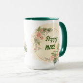 フローラ、緑と黄色の幸せな場所、カスタマイズ可能 マグカップ (正面右)