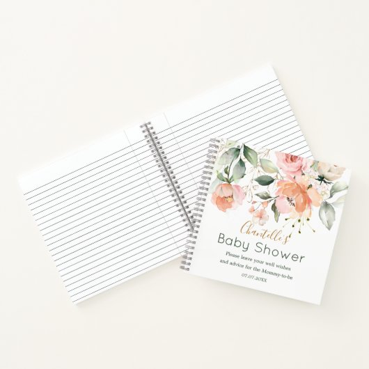 フローラ、緑の葉のベビーシャワー渦巻き型ノートブック ノートブック (内部)