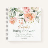 フローラ、緑の葉のベビーシャワー渦巻き型ノートブック ノートブック (正面)