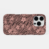 フローラ，茶色，タイガーパターン iPhoneケース (裏面横)