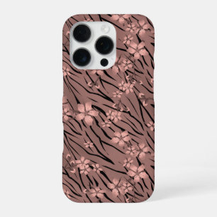 フローラ，茶色，タイガーパターン iPhone 16 PROケース
