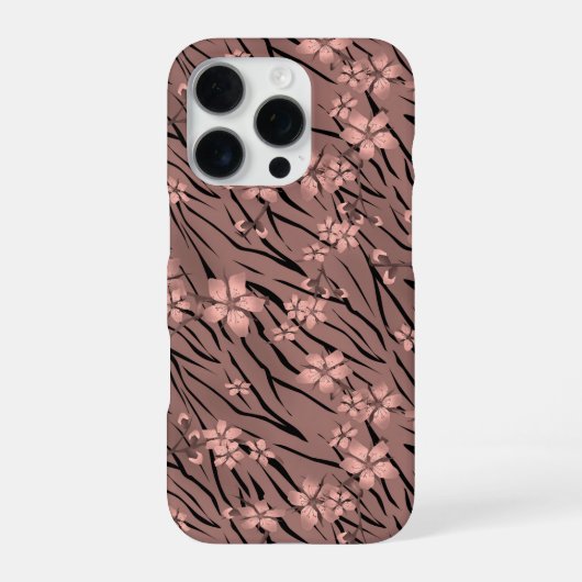 フローラ，茶色，タイガーパターン iPhoneケース (裏面)