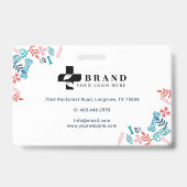 フローラ&葉っぱPet Paw印刷パターン写真ID バッジ (裏面)