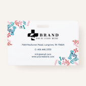 フローラ&葉っぱPet Paw印刷パターン写真ID バッジ (裏面)