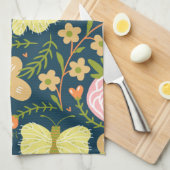 フローラ、蝶と魅力シームレスエレガント キッチンタオル (四つ折り)