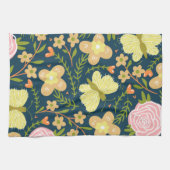 フローラ、蝶と魅力シームレスエレガント キッチンタオル (横)