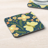 フローラ、蝶と魅力シームレスエレガント コースター (左側)