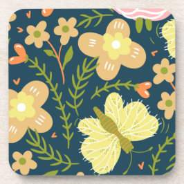 フローラ、蝶と魅力シームレスエレガント コースター