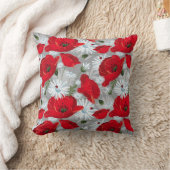 フローラ 赤と白 クッション (ブランケット)
