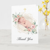 フローラ·金ゴールドエレガントと桃の洗礼 カード (黄色い花)