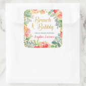 フローラ&金ゴールドグリッターブランチブライダルシャワー スクエアシール (バッグ)