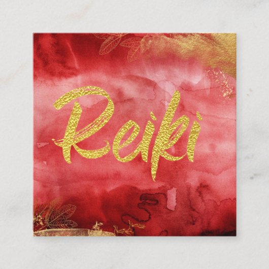 *~*フローラ·金ゴールド·バーガンディ·ヒーラー·霊気·エネルギー スクエア名刺 (正面)