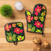 フローラ 鍋つかみ&鍋敷きセット (トップダウン)