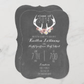 フローラ〔雄ジカの〕枝角チ刺激を受けたャルクボード卒業 招待状 (正面/裏面)