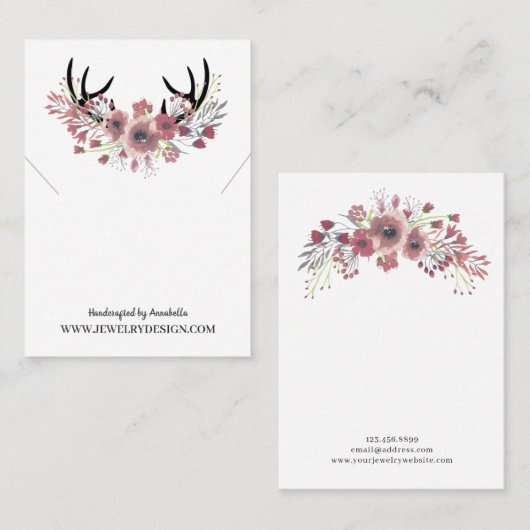 フローラ〔雄ジカの〕枝角ネックレスペンダントディスプレイカード 名刺 (正面/裏面)