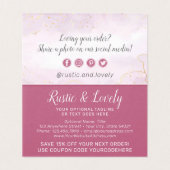 フローラ〔雄ジカの〕枝角ピンク金ゴールド大理石サンキューカード (内部フラット)