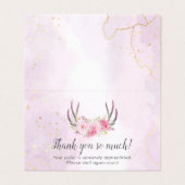フローラ〔雄ジカの〕枝角ピンク金ゴールド大理石サンキューカード (外部フラット)