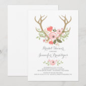 フローラ〔雄ジカの〕枝角ボホブライダルシャワー 招待状 (正面/裏面)