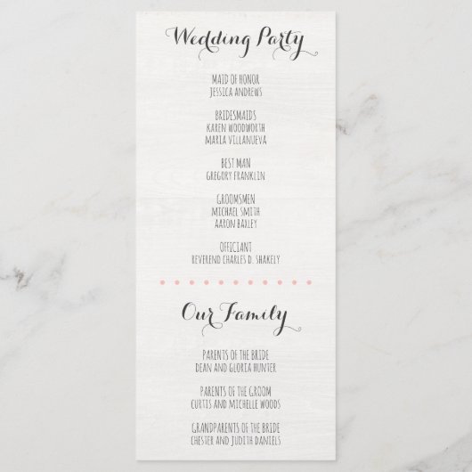 フローラ〔雄ジカの〕枝角素朴結婚式 プログラム予定 プログラム (裏面)