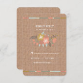 フローラ〔雄ジカの〕枝角 | バーラップ結婚の応答カード 出欠カード (正面/裏面)