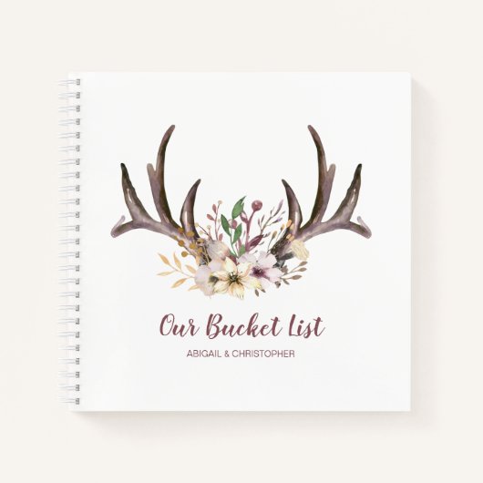 フローラ〔雄ジカの〕枝角Bucket List Keepsake Journal ノートブック (正面)