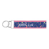 フローラ |青王室の色 | JOHN 3:16 |パーソナライズ可能 リストバンドキーホルダー (鍵左)