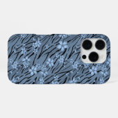 フローラ，青，タイガーパターン iPhoneケース (裏面横)