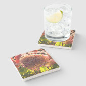 フローラ：鮮やかなピンクのアジサイを持つコースター ストーンコースター (横)