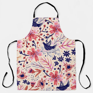 フローラ、鳥、ヴィンテージシームレスなパターン。 エプロン