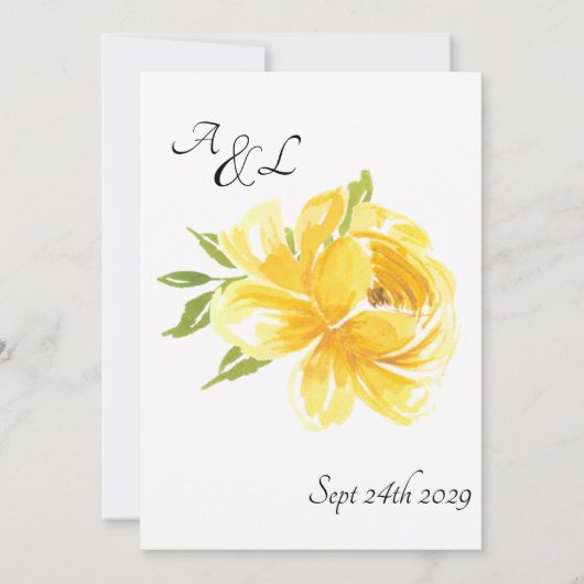 フローラ、黄エレガント色、オレンジ色のバラ結婚 招待状 (裏面)