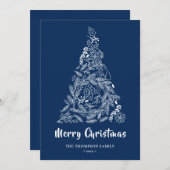 フローラ | Poinsettia Pine Bough Blue シーズンカード (正面/裏面)