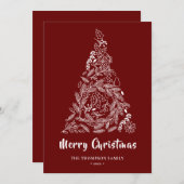 フローラ | Poinsettia Pine Bough Red シーズンカード (正面/裏面)