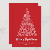 フローラ | Poinsettia Pine Bough Red シーズンカード (正面/裏面)