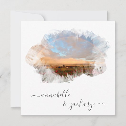 *~*フローラ+ RSVP - QR RAINBOW AR11ビーチ結婚式 招待状 (正面)