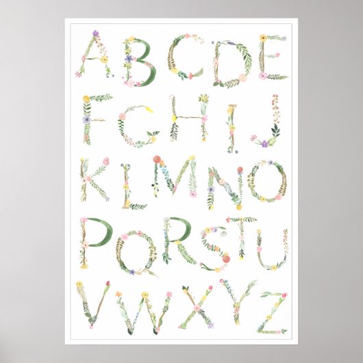 フローラABCアルファベット子供部屋アート ポスター (正面)