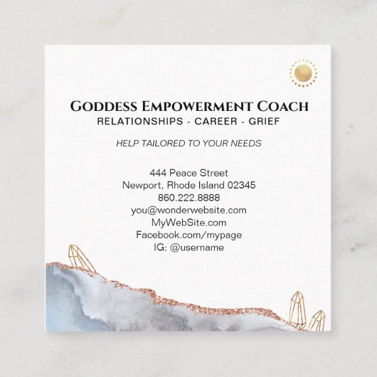 *~*フローラAgate結晶バラ金ゴールド女神 スクエア名刺 (裏面)