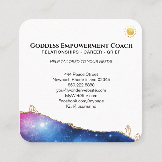 *~*フローラAgate結晶宇宙金ゴールド女神SQU スクエア名刺 (裏面)