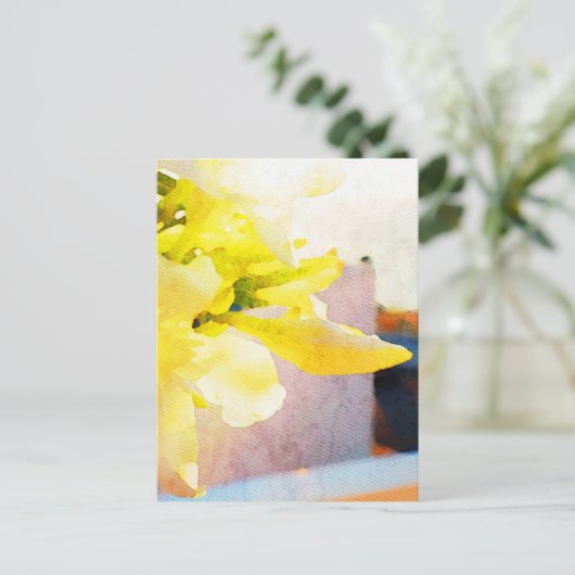 *~*フローラAP10イエローピーチウォーターカラーフラワー ポストカード (スタンド正面)