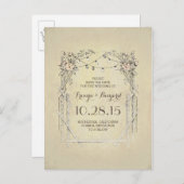 フローラarchヴィンテージrustic日付を保存 案内ポストカード (正面/裏面)